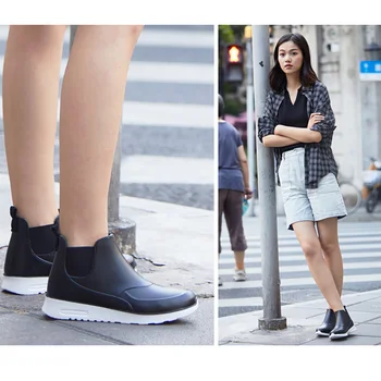 

Shoes woman Slip-On Sneakers for Women Waterproof Rain Boots Ladies Garden Harbor Flat Shoes