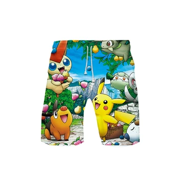 

3D College Stylish Soft Pokemon Pikachu summer Beach Shorts Men fashion Harajuku Style shorts 2019 High Quality Summer Pants