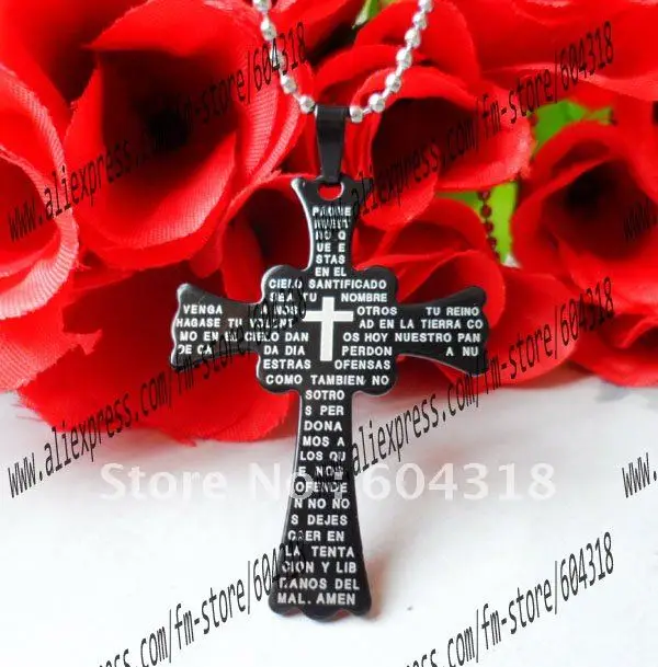 

fashion stainless steel cross pandant necklace/bible steel cross necklace with 50mm stainless steel chain, cross pendant