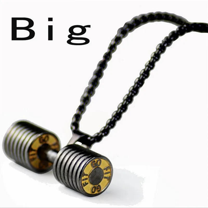 Высокое качество золото серебро черный большой маленький подвеска в форме штанги ожерелье для мужчин модные подарки фитнес штанги ювелирные изделия - Окраска металла: Black Big