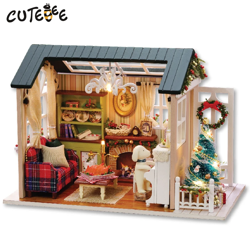 CUTEBEE кукольный дом Миниатюрный DIY кукольный домик с деревянная мебель для дома игрушки для детей праздник раз Z009 - изображение