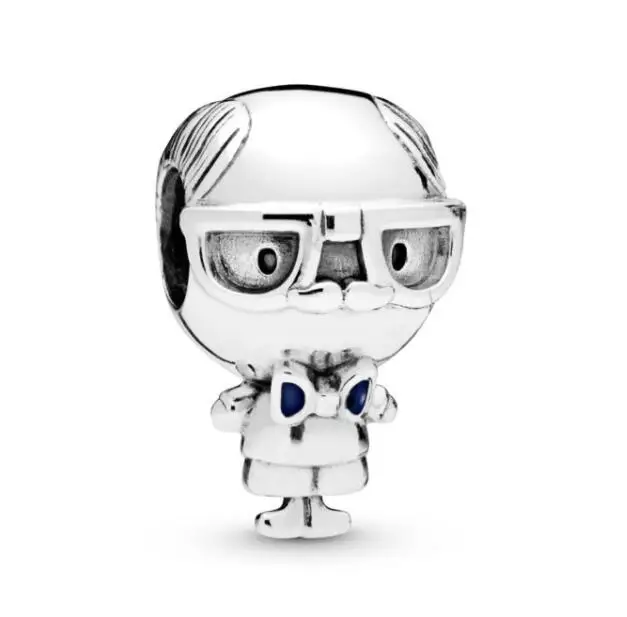 

Original 925 Sterling Silver Bead Charm Grandpa & Blue Bow Beads Fit Pandora Women Bracelet & Bangle Diy Jewelry