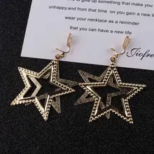 2018 neue Verkauf fünfzackigen stern Trendy Sterne Clip Ohrringe Für Frauen Ohr Clip auf Ohrringe Ohne Piercing Aussage Jewlery