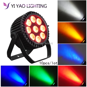 

10pcs/lot 9*18W RGBWA UV 6IN1 Color mixing IP65 Waterproof LED Par Light Projector For Stage Light