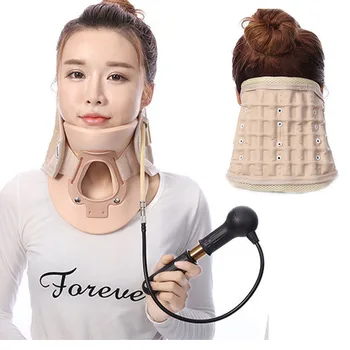 Adult Inflatable Cervical Traction Support Fixed Neck Head Posture Corrector Collar Neck Brace Massage Back Pain Relief Therapy