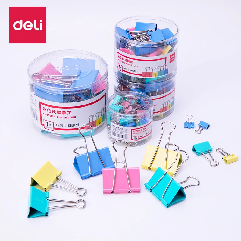 

Deli Novelty Solid Color Metal Binder Clips Notes Letter Paper Clip Clamp for Notes Letter Paper Books Office Supplies