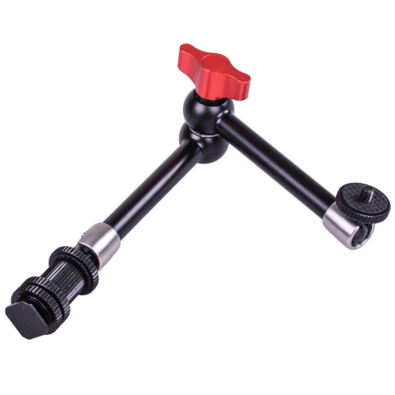 XT-XINTE Adjustable Friction Articulating Magic Arm Super Clamp with Dual 1/4 75MM Ball Head Mount for DSLR Camera