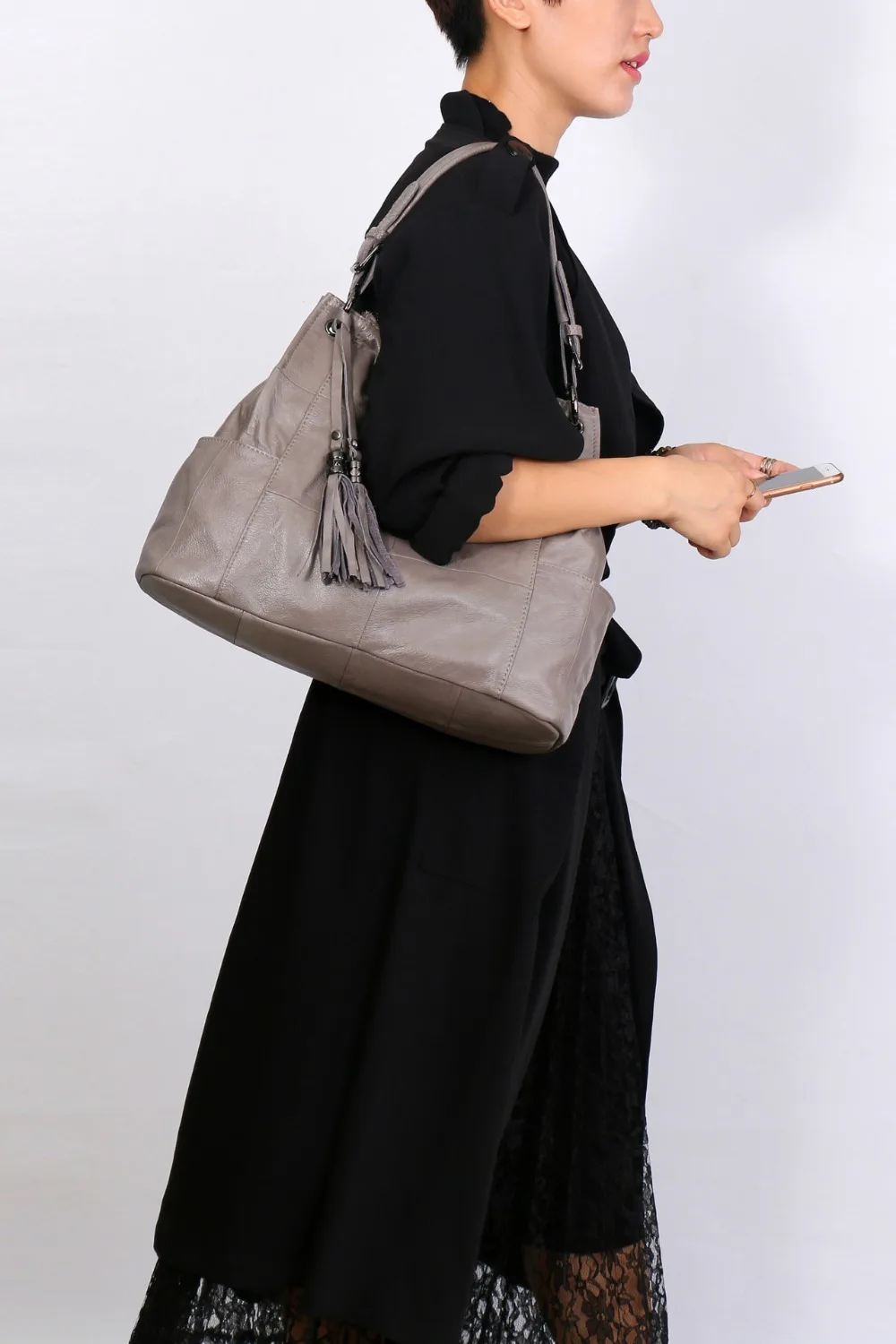 Mesul натуральная кожаная сумка, сумки, женские повседневные сумки с кисточками, большая вместительность, портативные сумки на плечо, женская сумка-тоут