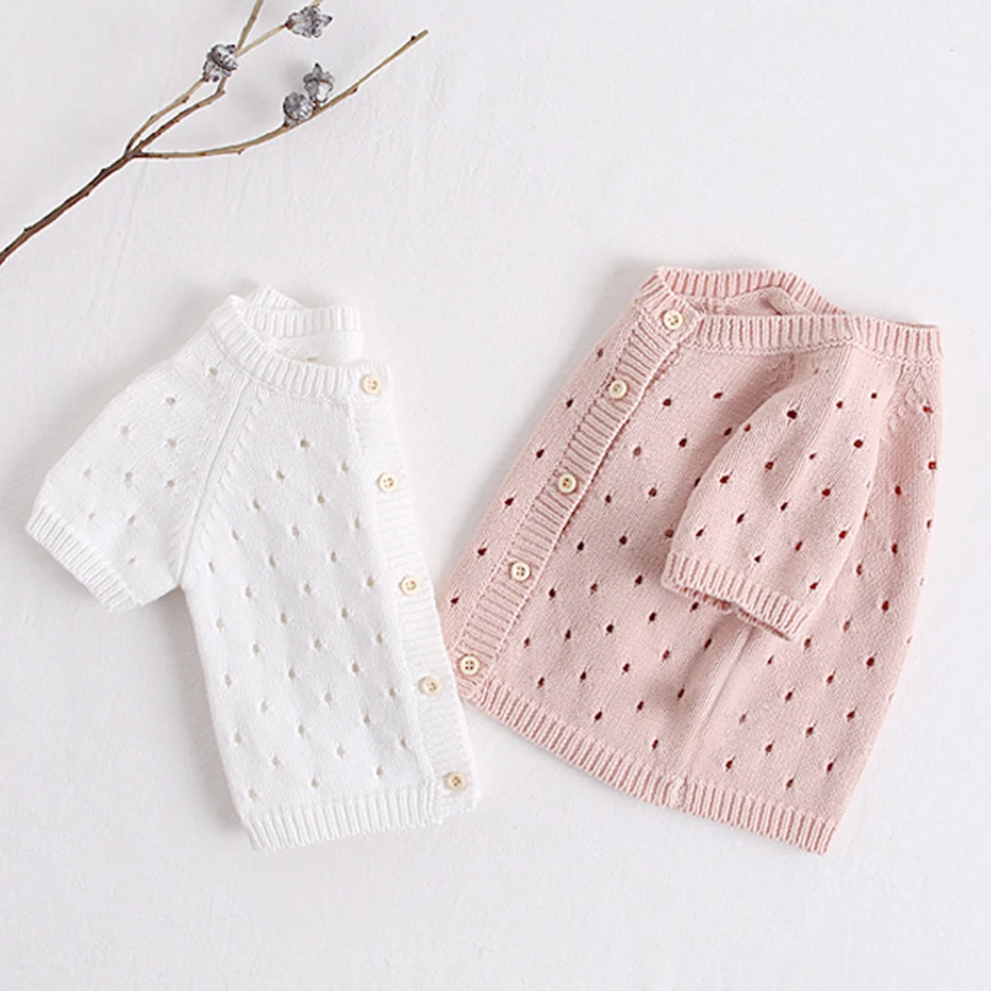 Новые весенне-летние милые однотонные свитера с короткими рукавами для маленьких девочек одежда для малышей Детские свитера