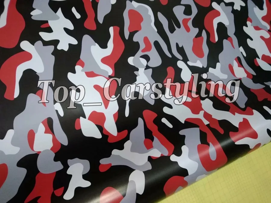 ubran white red snow camo vinyl car wrapping film camouflage car sticker foil (3)