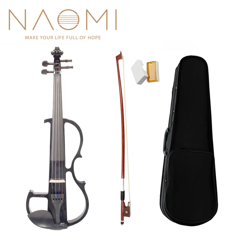 

NAOMI Electric Violin 4/4 Violin Solid Wood Electric Silent Violin Ebony Fittings Fiddle Maple Fingerboard Students Beginners