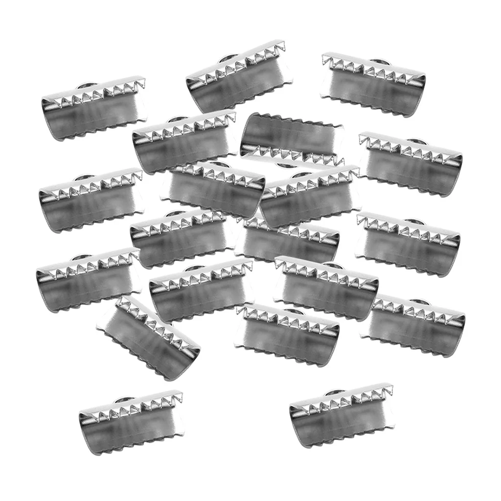 20Pcs Iron Ribbon Ends Bracelet Crimp Clamp End Findings Cord Ends Fasteners Clasp Leather Ends Jewelry Making Findings