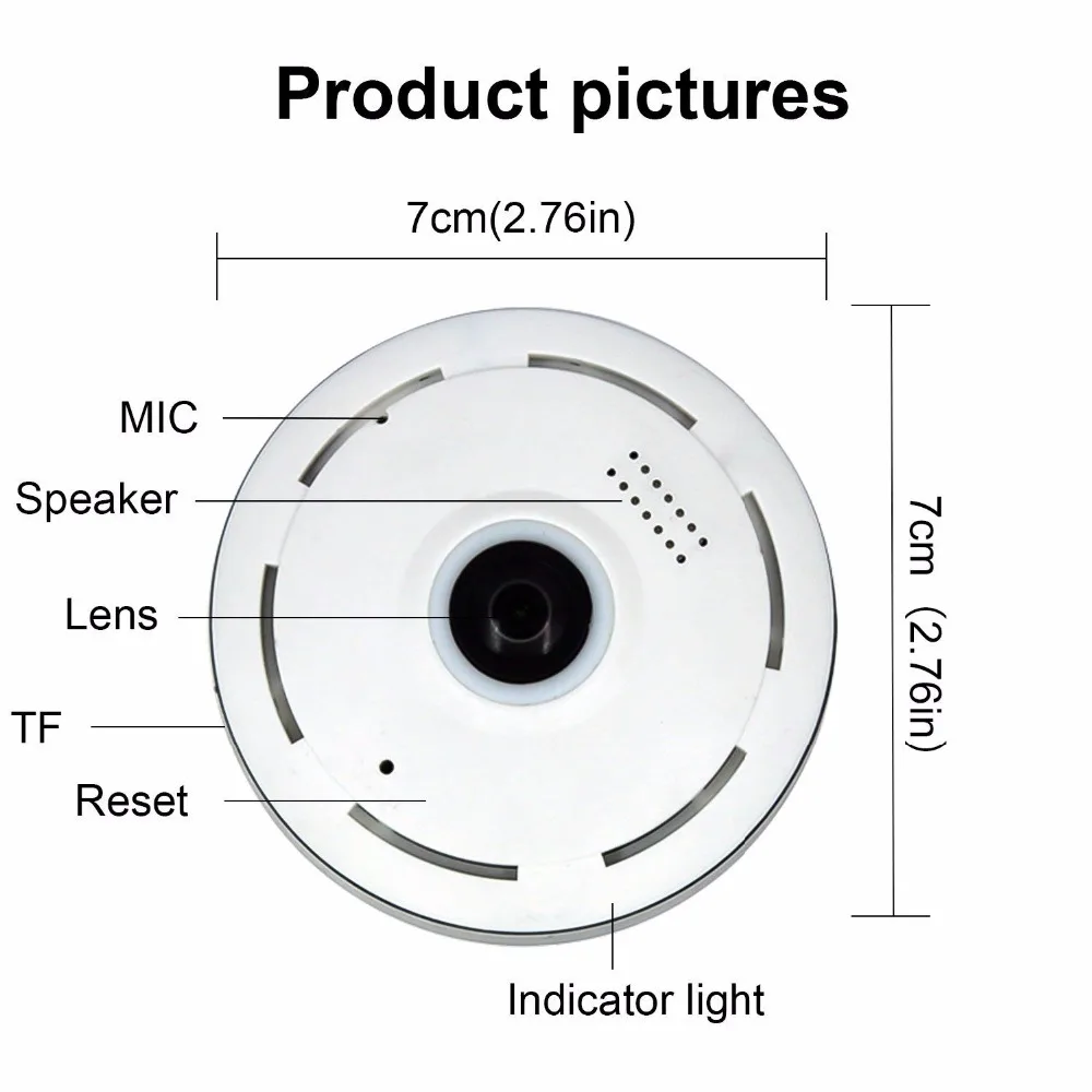 Wifi ip-камера 360 градусов VR домашняя панорамная беспроводная камера рыбий глаз камера безопасности камера наблюдения ip-карта камера для помещений