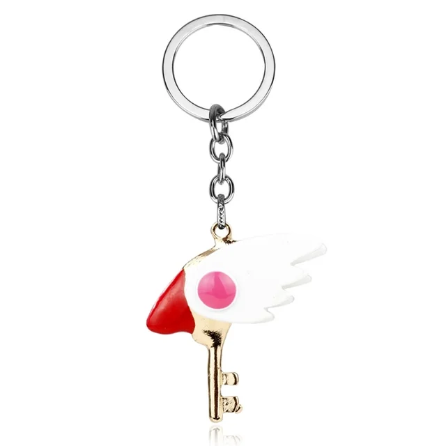 Anime Jewelry Card Captor Sakura Kinomoto Star Wand Key Keychain Fashion Creative Trinket Key Chains Bags Keyring G