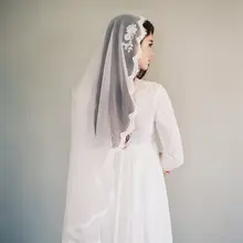 Свадебные вуали Фата невесты белая аппликация Тюль Длинные свадебные аксессуары кружевная Фата невесты
