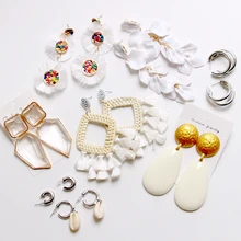 Ztech 32 белые Висячие Серьги Геометрические большая коллекция длинные женские серьги Свадебные массивные ювелирные изделия ручной работы