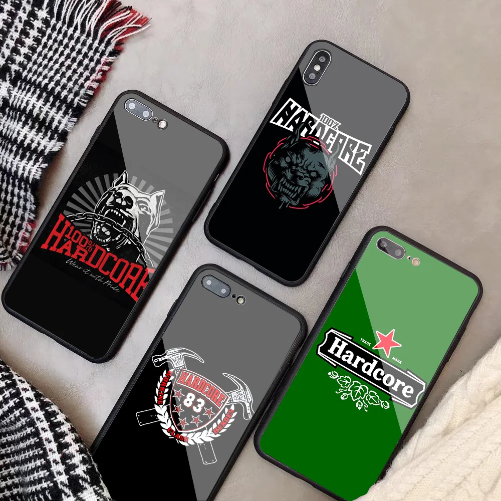 

Hardcore music Tempered Glass Phone Case For iPhone XR XS XS Max 8 7 6 6S Plus For iPhone 5 5C SE 5S X