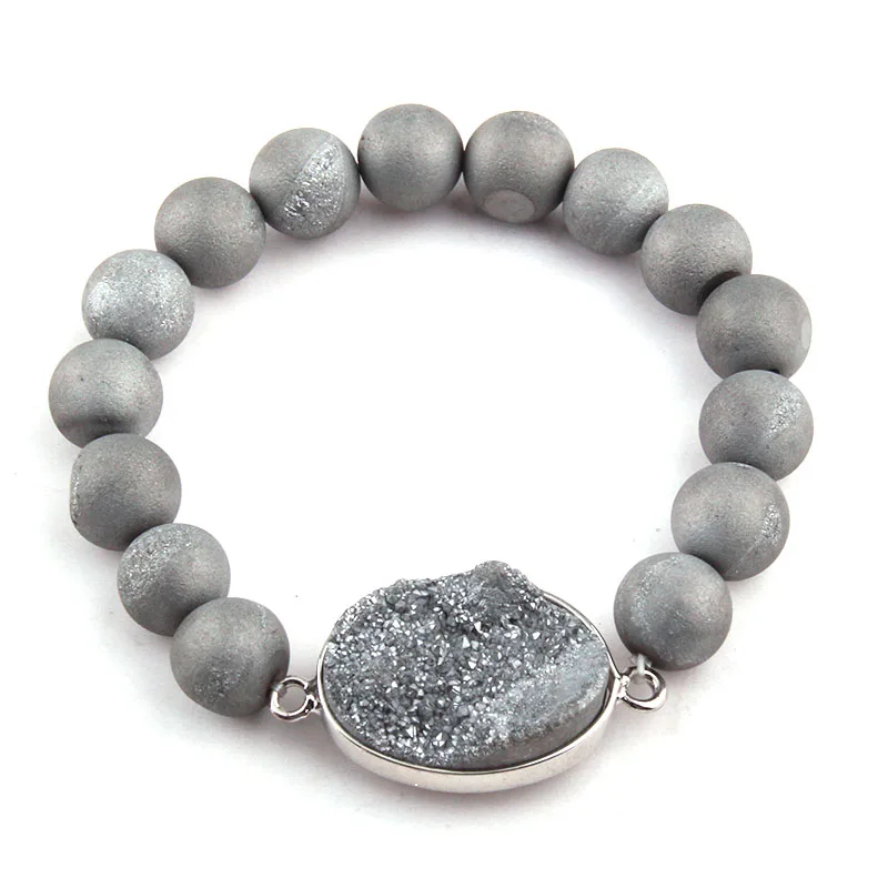 

Free Shipping Energy Bracelets Made 10mm Natural Stone Bead Druzy Bracelet