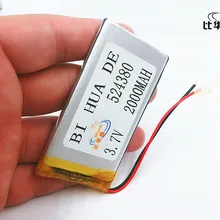 Li-Po 3,7 V, 2000 mAH, 524380 полимерный литий-ионный/литий-ионная аккумуляторная батарея для gps, mp3, mp4, mp5, dvd, модель игрушка