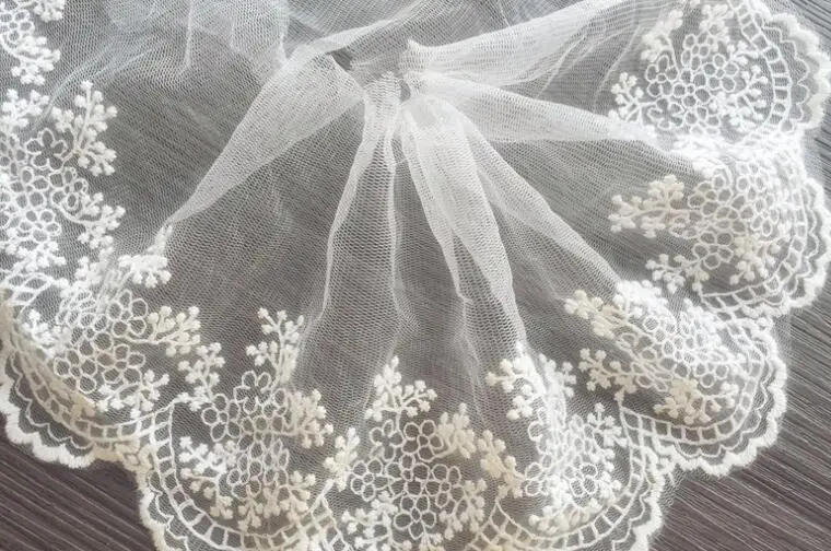 White Cotton Net Lace Trim Embroidered Lace Fabric Trimming Accessories 3 Meters/lot 11cm lace fabric lace garment accessories lace sewing supplies lace decoration lace accessories lace sewing accessories