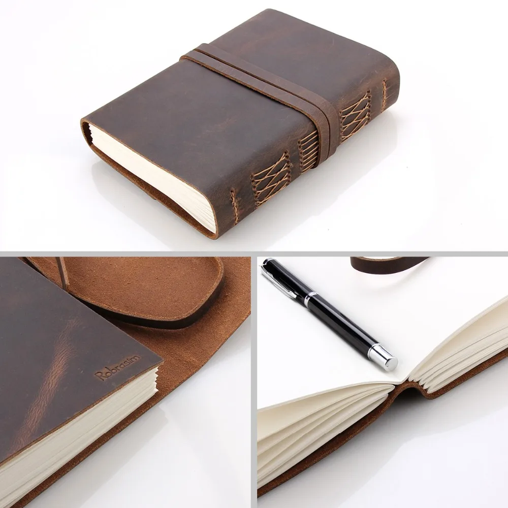 Leather Journal Travel Notebook, Handmade Vintage Leather Bound Writing Notebook for Men & Women, Unlined Travel Journal to Writ Leather Journal Travel Notebook, Handmade Vintage Leather Bound Writing Notebook for Men & Women, Unlined Travel Journal to Writ