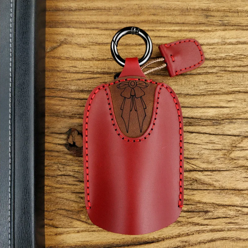 Винтажный Забавный кошелек для ключей из натуральной кожи, женские чехлы для ключей, сумка для мужчин, ключница, органайзер для ключей от автомобиля, подарок ручной работы - Цвет: Красный