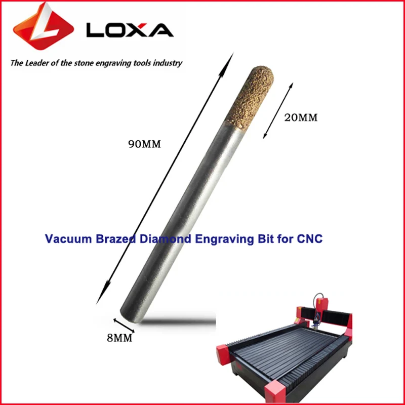 

LOXA CQ8-20 Ball head type diamond engraving tool / bit ,Vacuum Brazed Diamond carving knife for CNC engraving machine