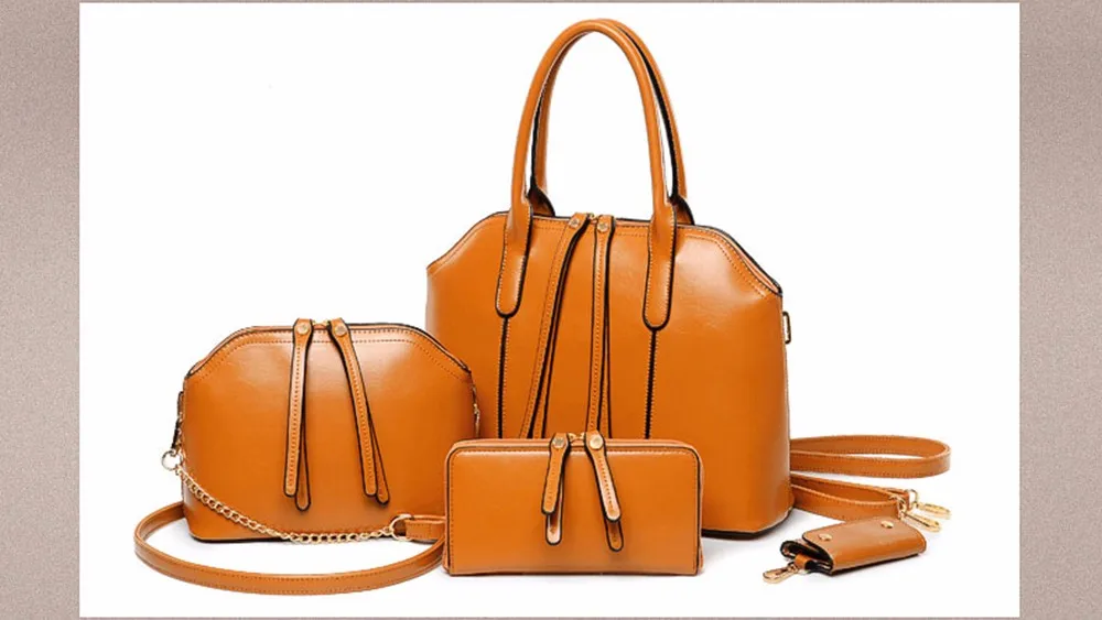 4 Pcs Handbag+Messenger Bag+Purse+Wallet Women Luxury ShoulderBags High Quality PU Leather Top-handle Crossboday Bags Set TTOS (15)
