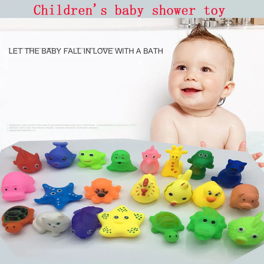 

Cute baby animals shower water soft toys floating yellow rubber duck Squeeze sound loud toy | Toy duck bath | baby bath toys