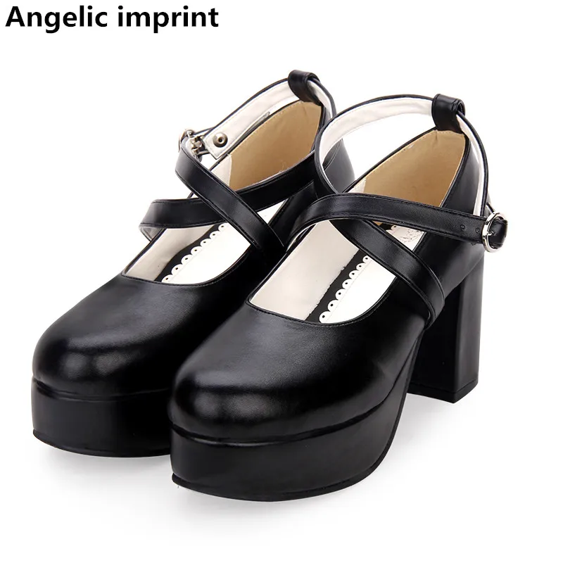Imprimir Fiesta 47 Flock Cosplay Chica Blue Cm Mano 8 Alto Tacón 33 Negro Hecho Princesa dark Señora Mujer black Las A Angelical De white Bombas Mori Lolita Zapatos Mujeres Vestido dHw1qd