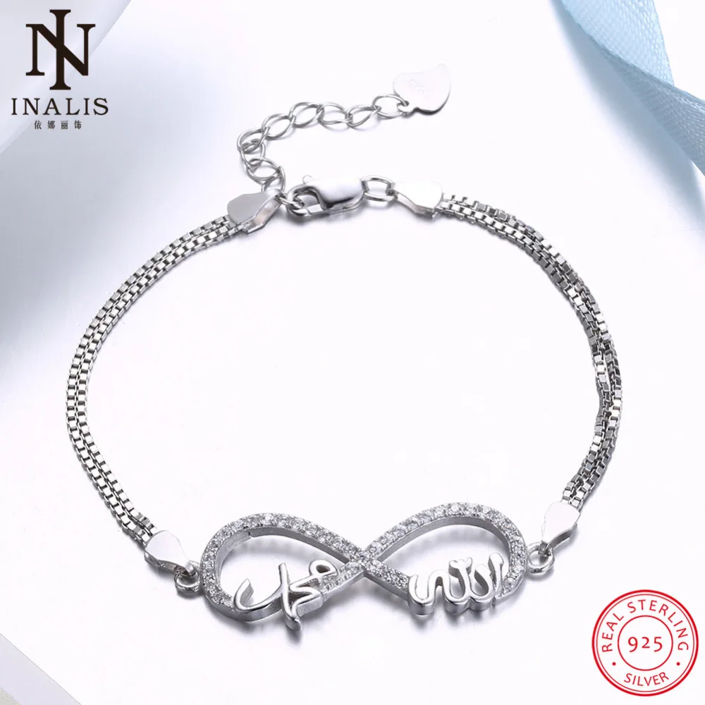 

INALIS Fashion Trend Bracelets 925 Sterling Silver Infinite Crystal Jewelry Digital Bracelet for Women Gift