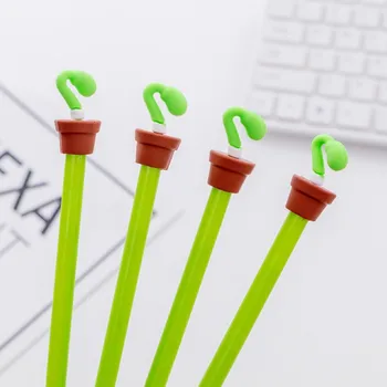 

12 pcs/lot Cute Potted plant sprouts gel pen writing pens stationery plastic material office school supplies papelaria kids gift