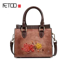 AETOO Vintage head-to-head leather handbag, sloping leather women's bag, casual women's bag