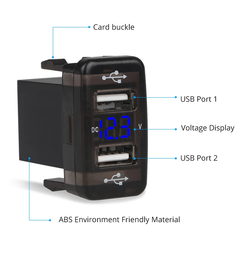 Urbanroad 5 в 2.1A двойной USB адаптер розетка 2 порта автомобильное зарядное устройство Быстрая зарядка для телефона gps 12-24 В светодиодный вольтметр для TOYOTA