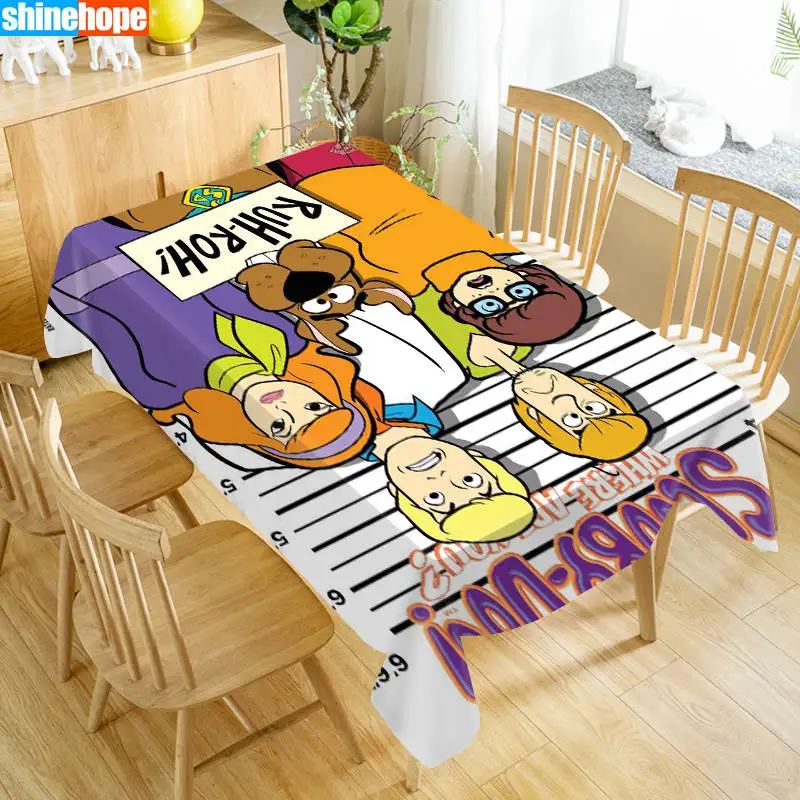  Scooby Doo Tablecloth Washable Cloth Thicken Oxford Rectangular Table Cloth for Wedding Customizabl