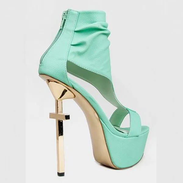 Sestito/Женская пикантная обувь на высоком тонком каблуке золотистого цвета; обувь для подиума; женские сандалии-гладиаторы с открытым носком; обувь на платформе для девочек - Цвет: as pictures