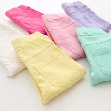 Модные обтягивающие детские штаны ярких цветов с эластичной резинкой на талии; Узкие повседневные длинные штаны для девочек; леггинсы для девочек