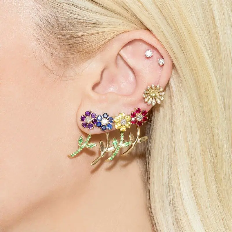 

2019 NEW Vividely flower stud earrings cute jewelry for women girls fashion lovely earrings delicate lady small gifts jewelry