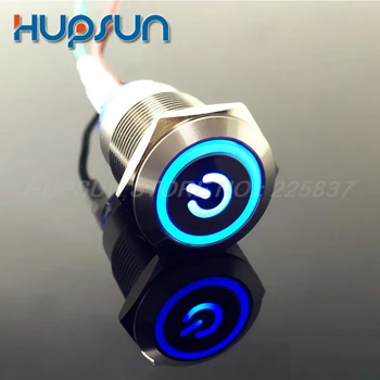 

3pc high quality blue LED 5v 12v 19mm waterproof latching steel push button switch push button illuminated