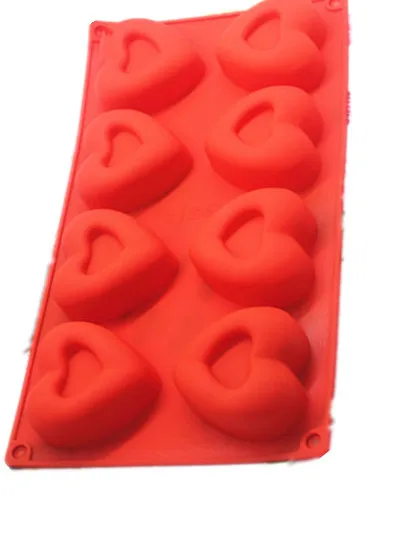 

High temperature resistance of 8 continuous core heart silicone soap mold Hand made pudding silica gel cake molds