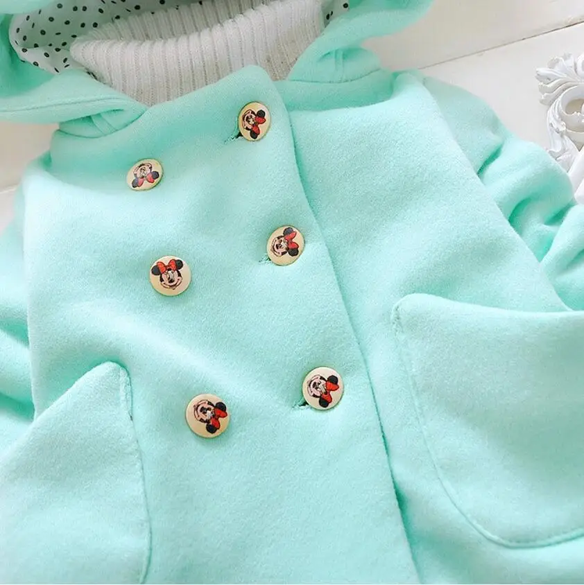 High Quality 2019 Winter Autumn Minnie Bow Baby Girl Outerwear Clothes Cute Girls Jacket Children Thick Woolen Coat