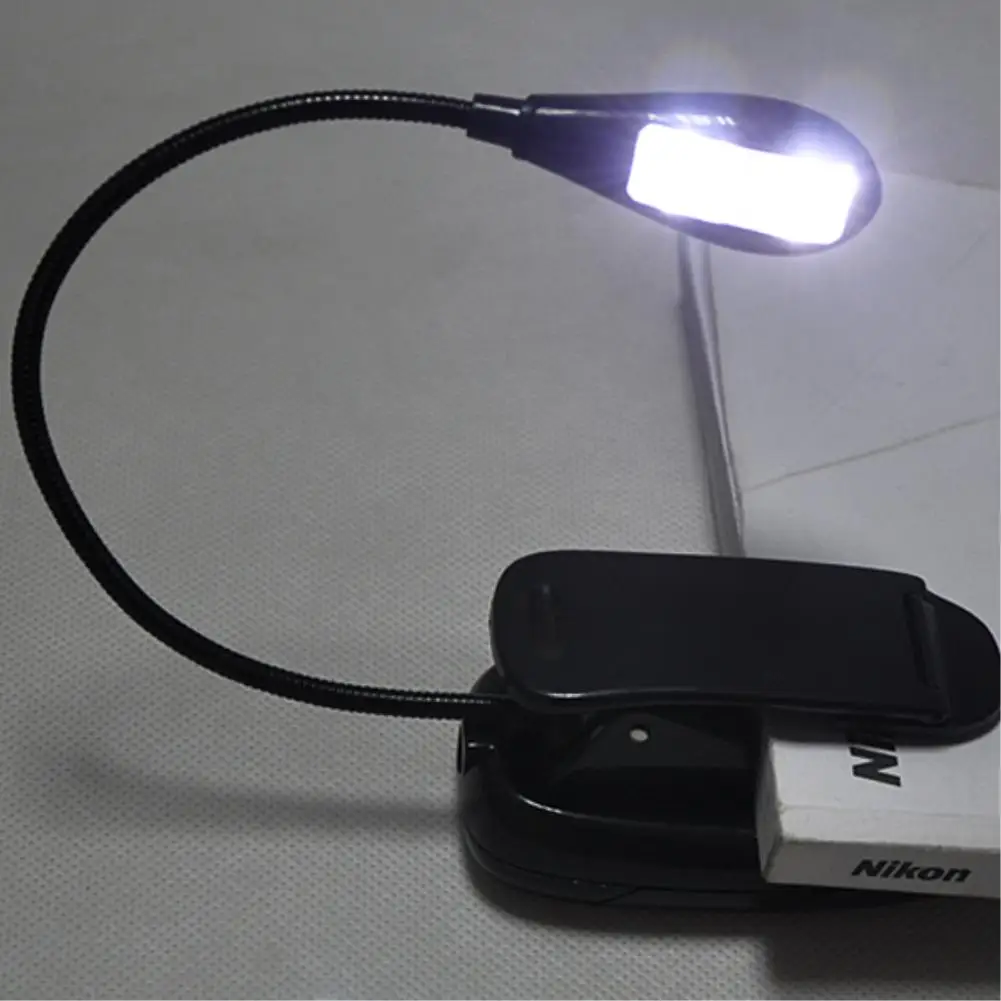 

TSLEEN LED Reading Lamp Dual Arms 1-8 LEDs Flexible Book Sheet Music Stand Light Reading Light Student Dormitory Lights + Clip