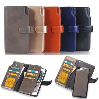 

For iPhone X 6S 7 8 Case Business Leather Flip Wallet Magnetic Card slot 3 pages 2 in 1 Phone Case For iPhone 6 6S 7 plus Cover