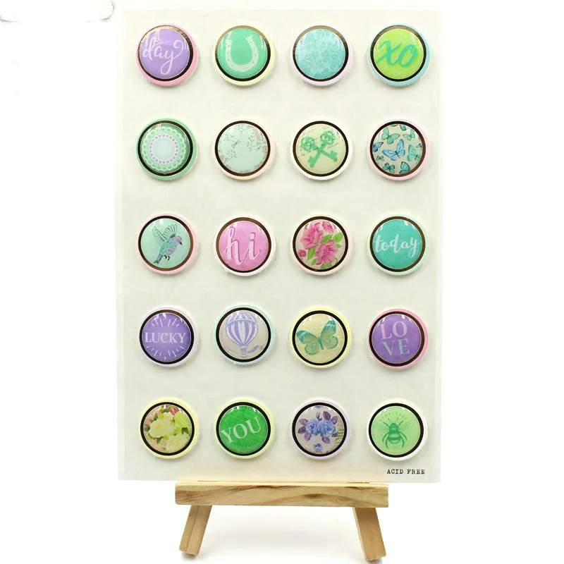 Cute Buttons 3D Self adhesive Sticker for Scrapbooking/ DIY Crafts