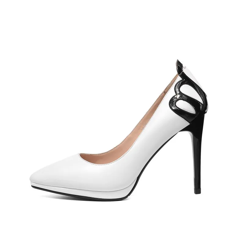 

2019 spring and autumn time super high heel shallow mouth stiletto pointed women's shoes white 0324