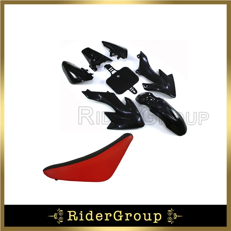 Black Plastic Fairing Body Kits + Tall Foam Seat For Honda CRF50 XR50 Pit Dirt Motor Trail Bike 50-160cc