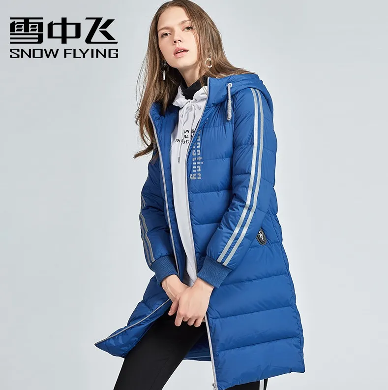 SNOW FLYING womens down jackets 2018 letter pattern medium long wide