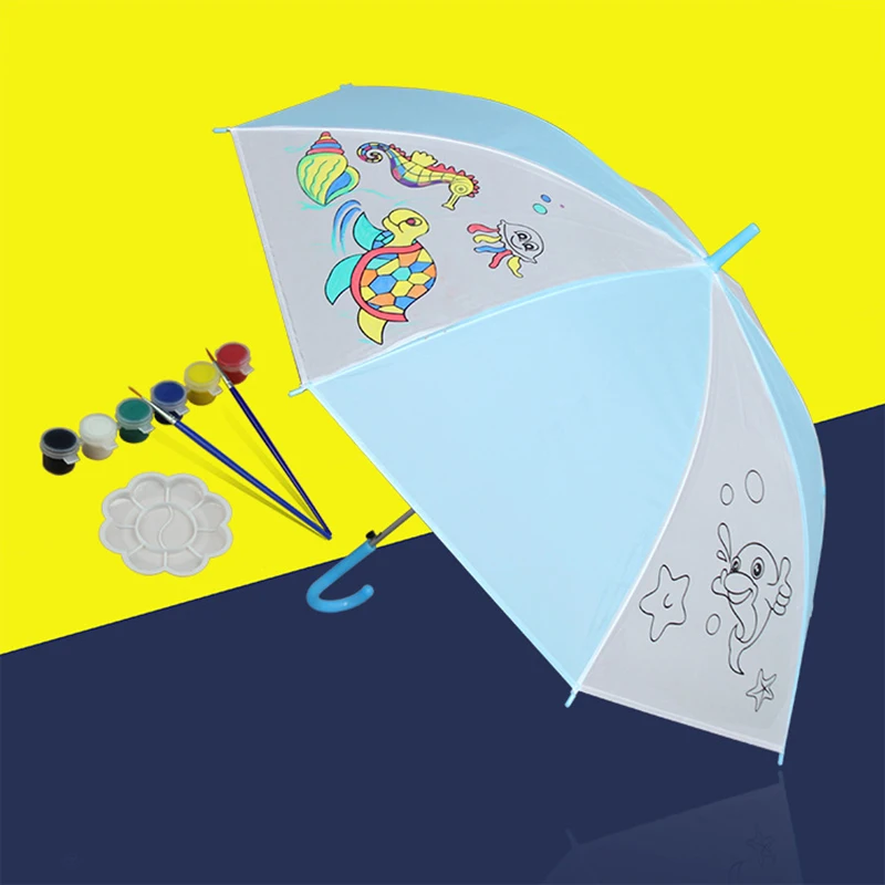 

Hand-painted Umbrella Kids Coloring Umbrellas School DIY Teaching Cute Cartoon Umbrella Children Animal Umbrella For Painting