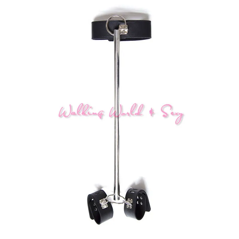 Stainless Steel Spreader Bar Bondage Set Leather Neck Collar To Hand Cuffs Fetish Slave Adult Game Sex Toys For Couples Flirting 04