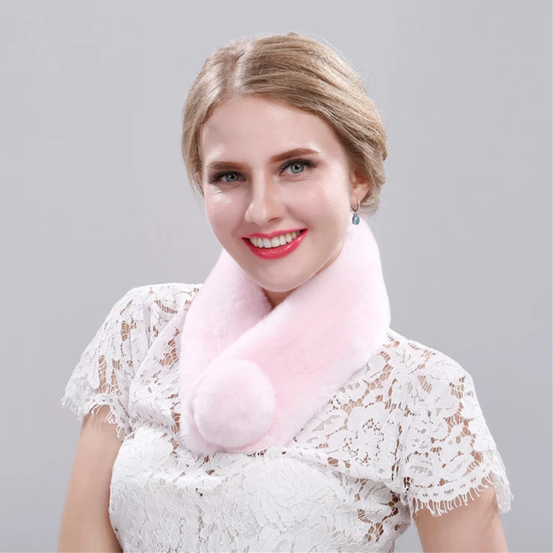 China Made Scarves By Rex Rabbit Fur Thicker Than Regular Ones Scarf For Neck Keep Warm In Winter And Autumn | Аксессуары для